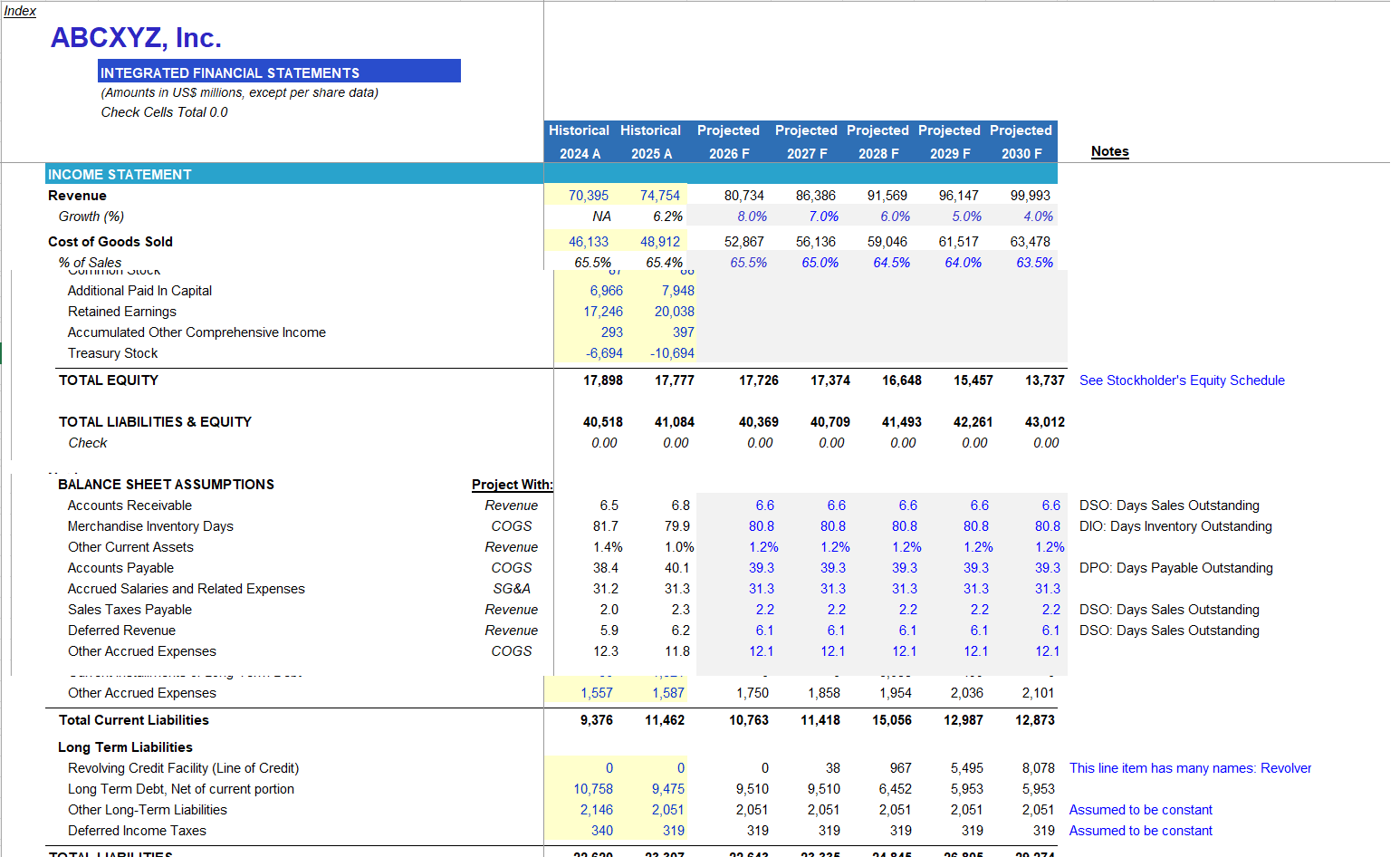 Integrated Financial Statements (Excel template (XLSX)) Preview Image