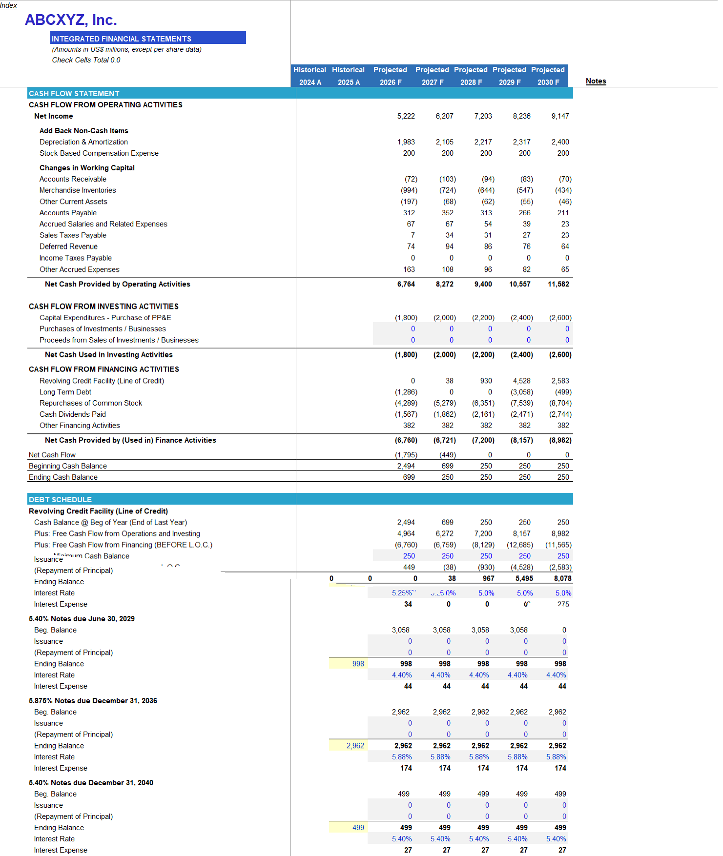Integrated Financial Statements (Excel template (XLSX)) Preview Image
