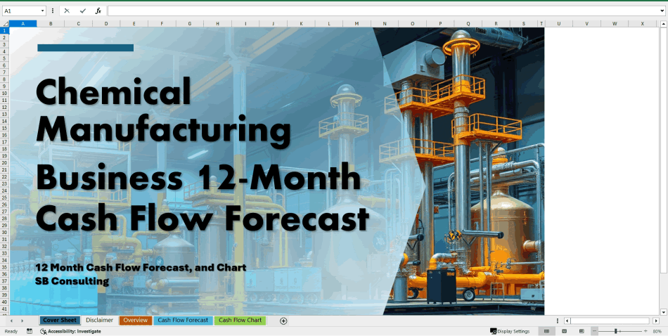 Chemical Manufacturing Business 12-Month Cash Flow Forecast (Excel template (XLSX)) Preview Image
