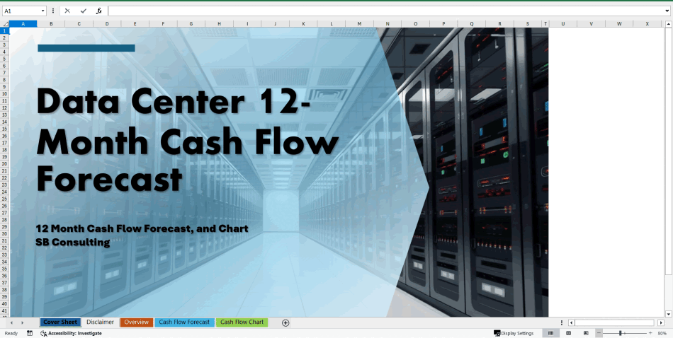 Data Center 12-Month Cash Flow Forecast (Excel template (XLSX)) Preview Image