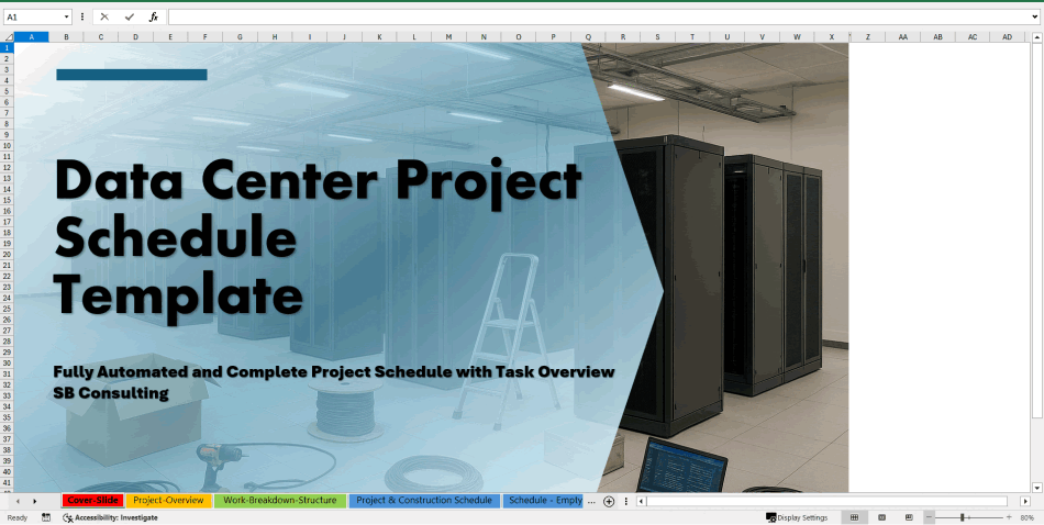 Data Center Project Gantt Schedule Template (Excel template (XLSX)) Preview Image