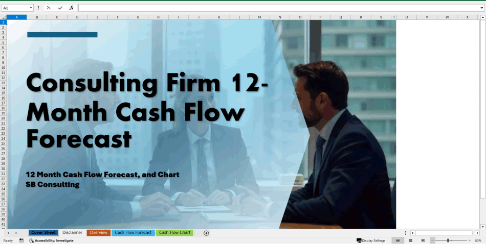 Consulting Firm 12-Month Cash Flow Forecast (Excel template (XLSX)) Preview Image