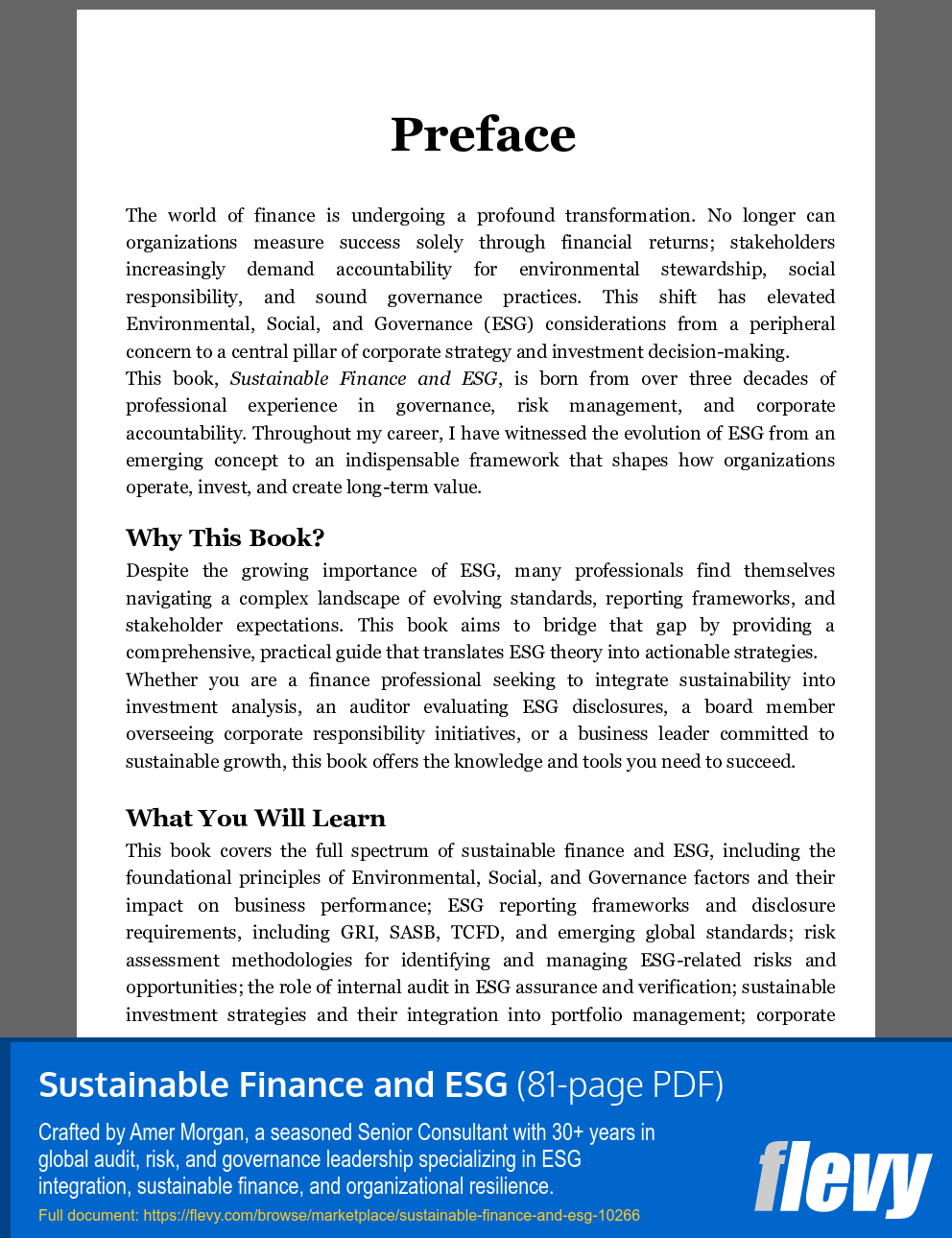 Sustainable Finance and ESG (81-page PDF document) Preview Image