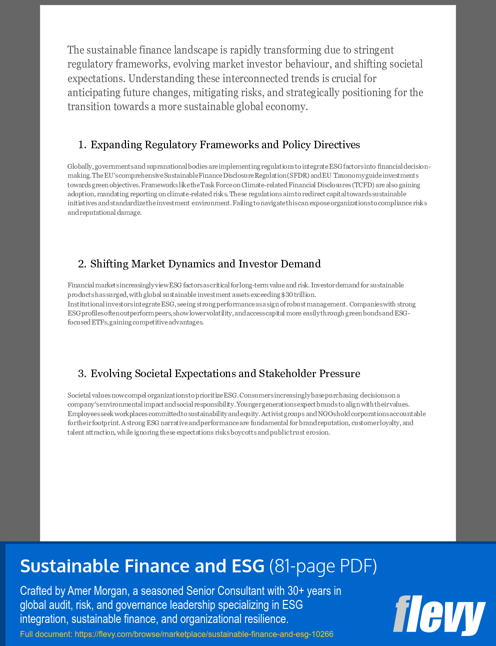 Sustainable Finance and ESG (81-page PDF document) Preview Image