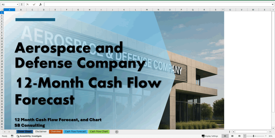 Aerospace and Defense Company 12-Month Cash Flow Forecast (Excel template (XLSX)) Preview Image
