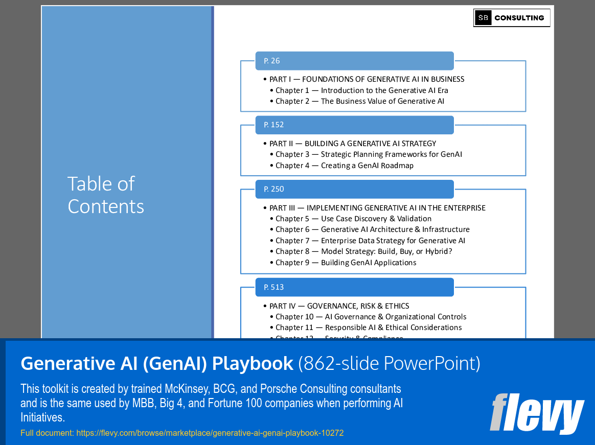 Generative AI (GenAI) Playbook (862-slide PPT PowerPoint presentation slide deck (PPTX)) Preview Image