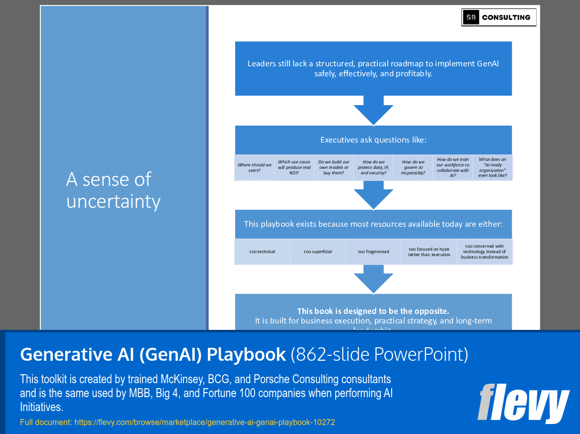 Generative AI (GenAI) Playbook (862-slide PPT PowerPoint presentation slide deck (PPTX)) Preview Image