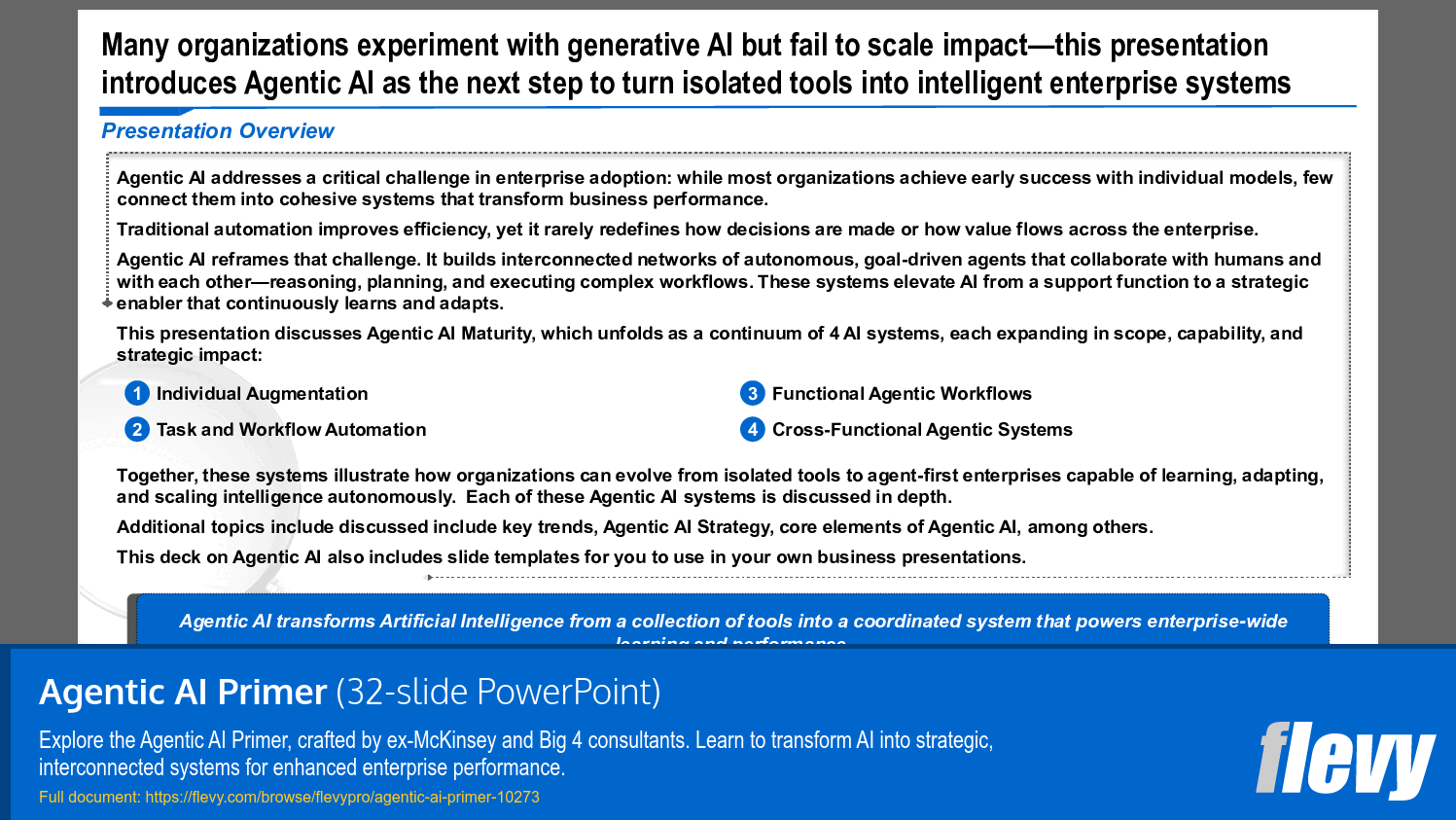 Agentic AI Primer (32-slide PPT PowerPoint presentation slide deck (PPTX)) Preview Image