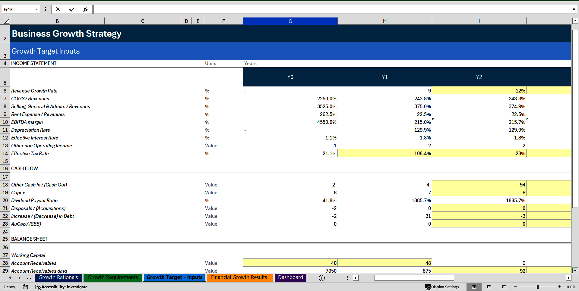 Business Growth Strategy Dashboard (Excel template (XLSX)) Preview Image