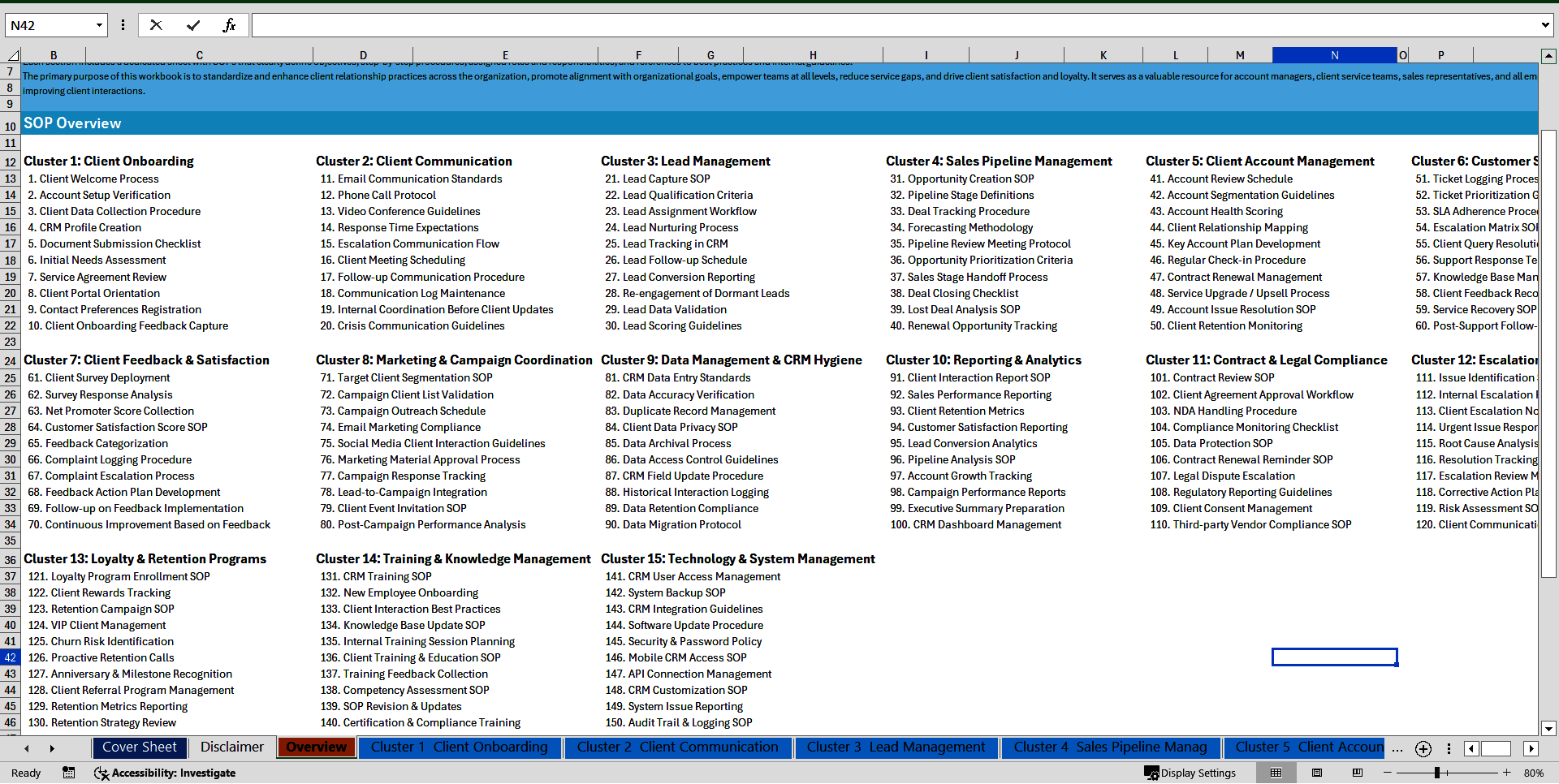 100+ Client Relationship Management SOPs (Excel template (XLSX)) Preview Image