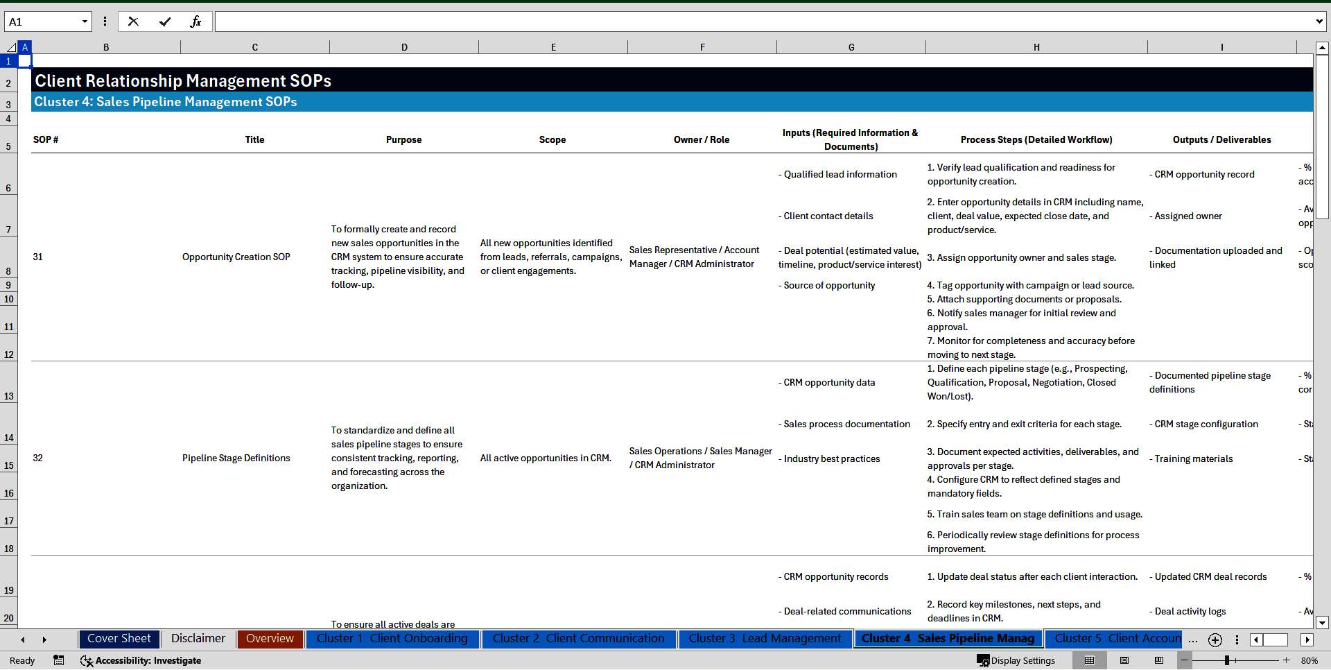 100+ Client Relationship Management SOPs (Excel template (XLSX)) Preview Image