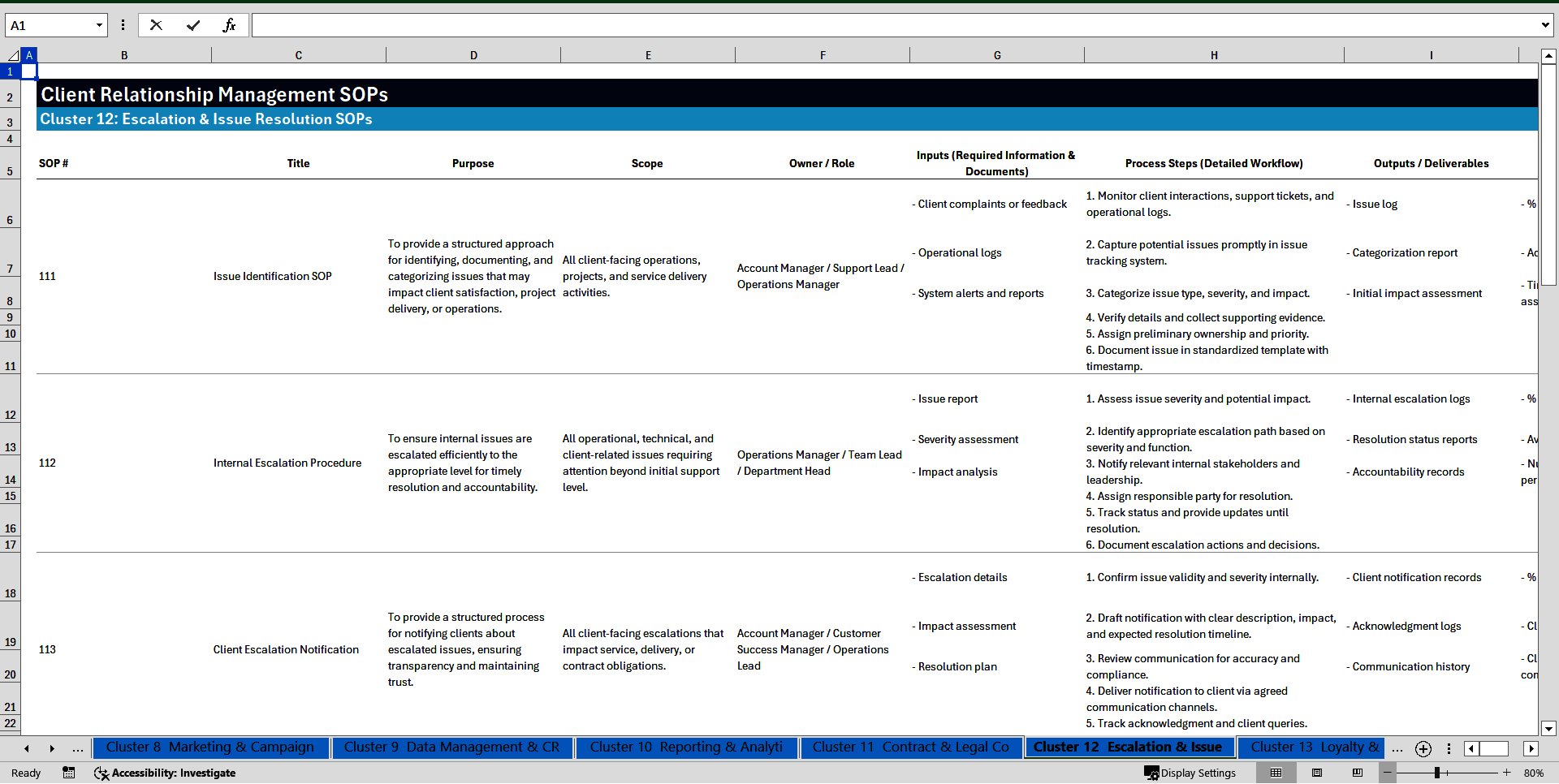 100+ Client Relationship Management SOPs (Excel template (XLSX)) Preview Image