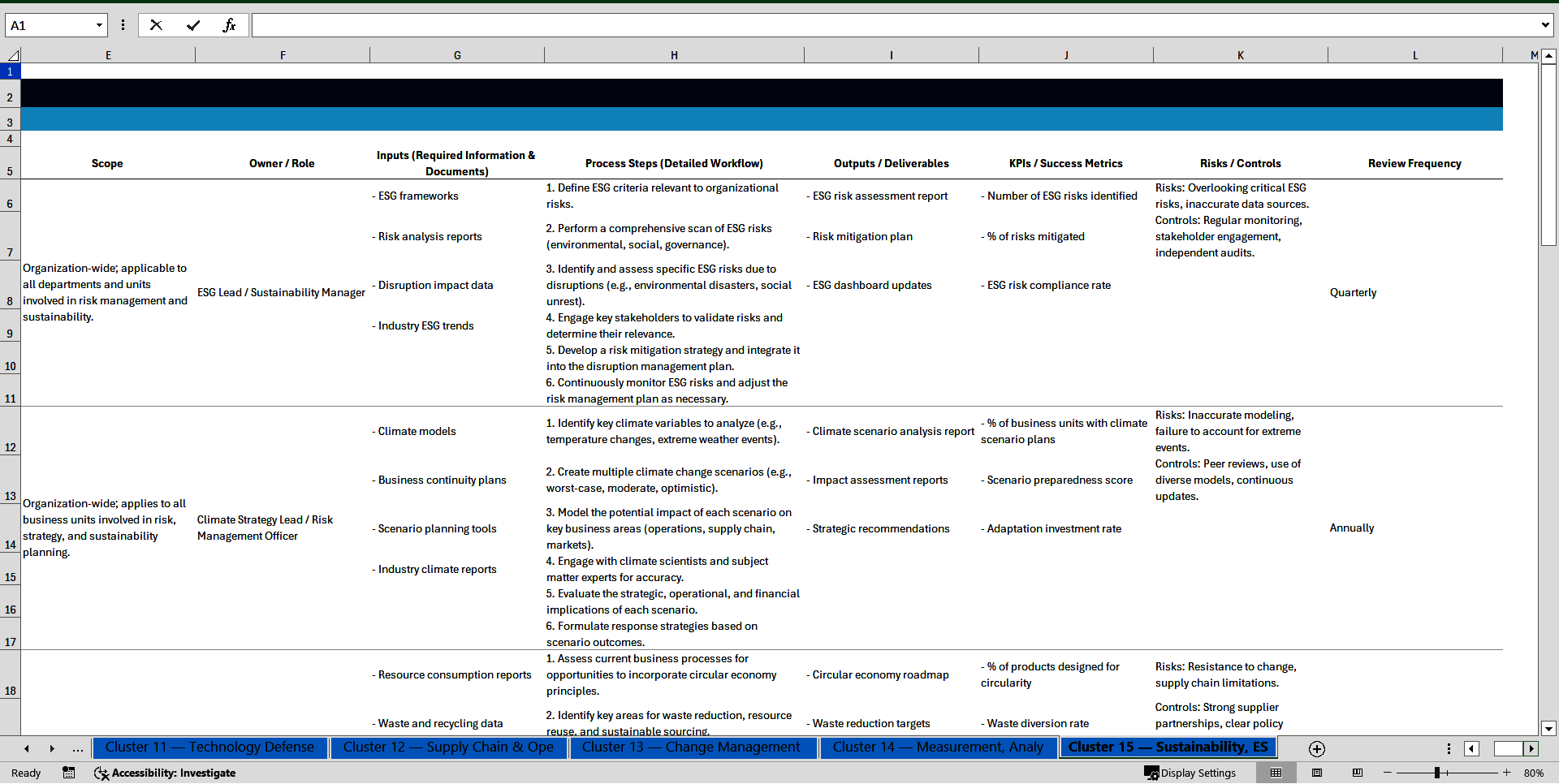 100+ Disruption Strategy Management SOPs (Excel template (XLSX)) Preview Image