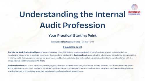 Internal Audit Professional Series - Foundation Level (Document Bundle)