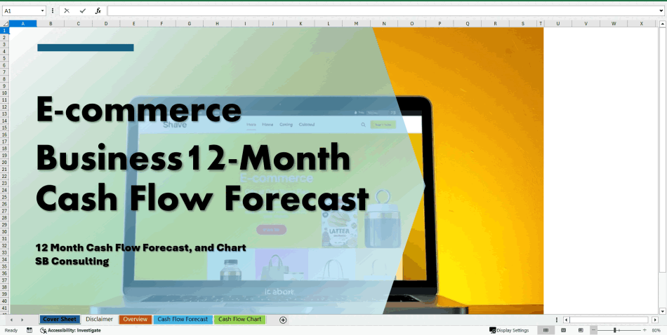 E-Commerce Business 12-Month Cash Flow Forecast Model (Excel template (XLSX)) Preview Image