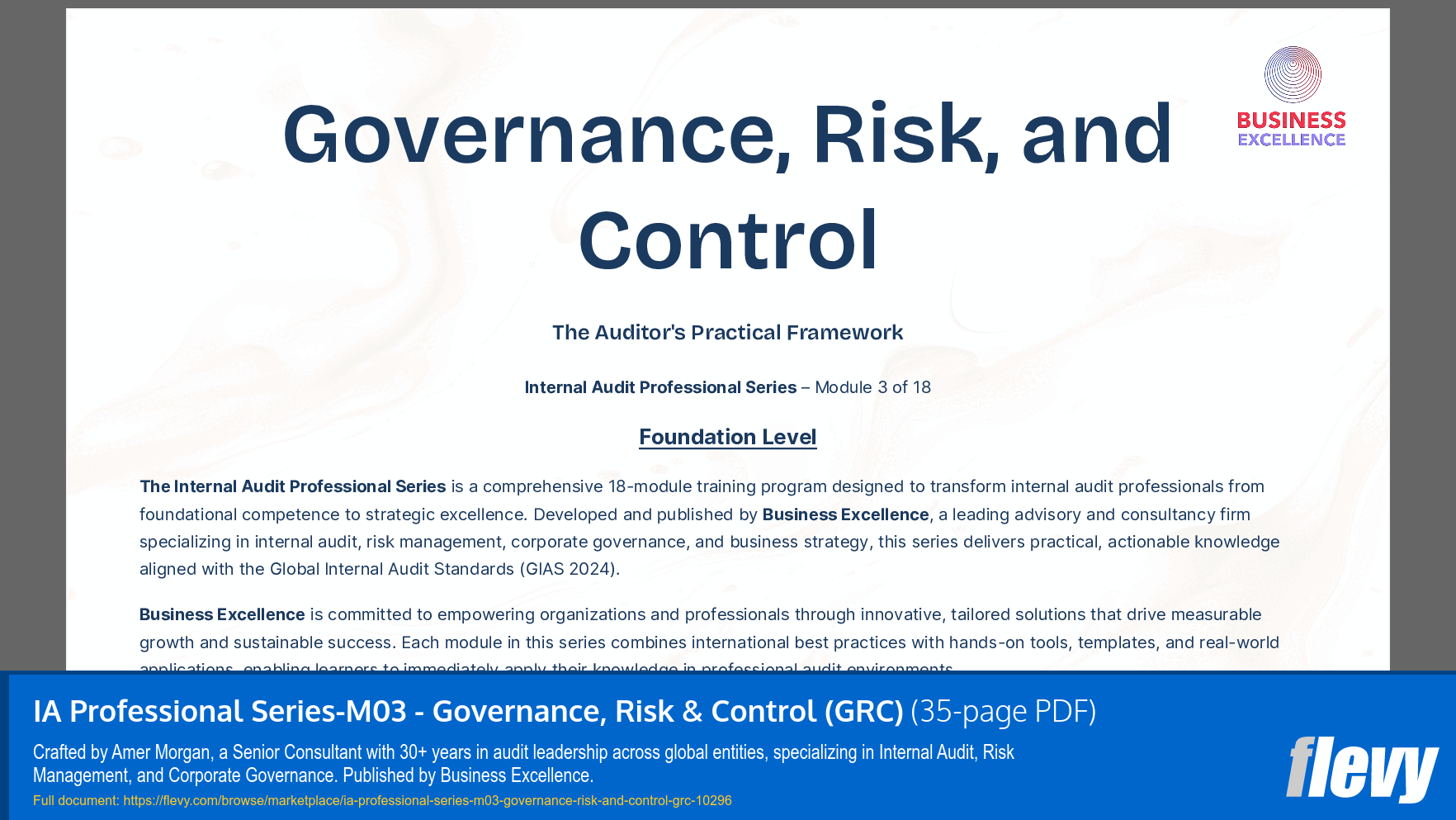 IA Professional Series-M03 - Governance, Risk & Control (GRC) (35-page PDF document) Preview Image