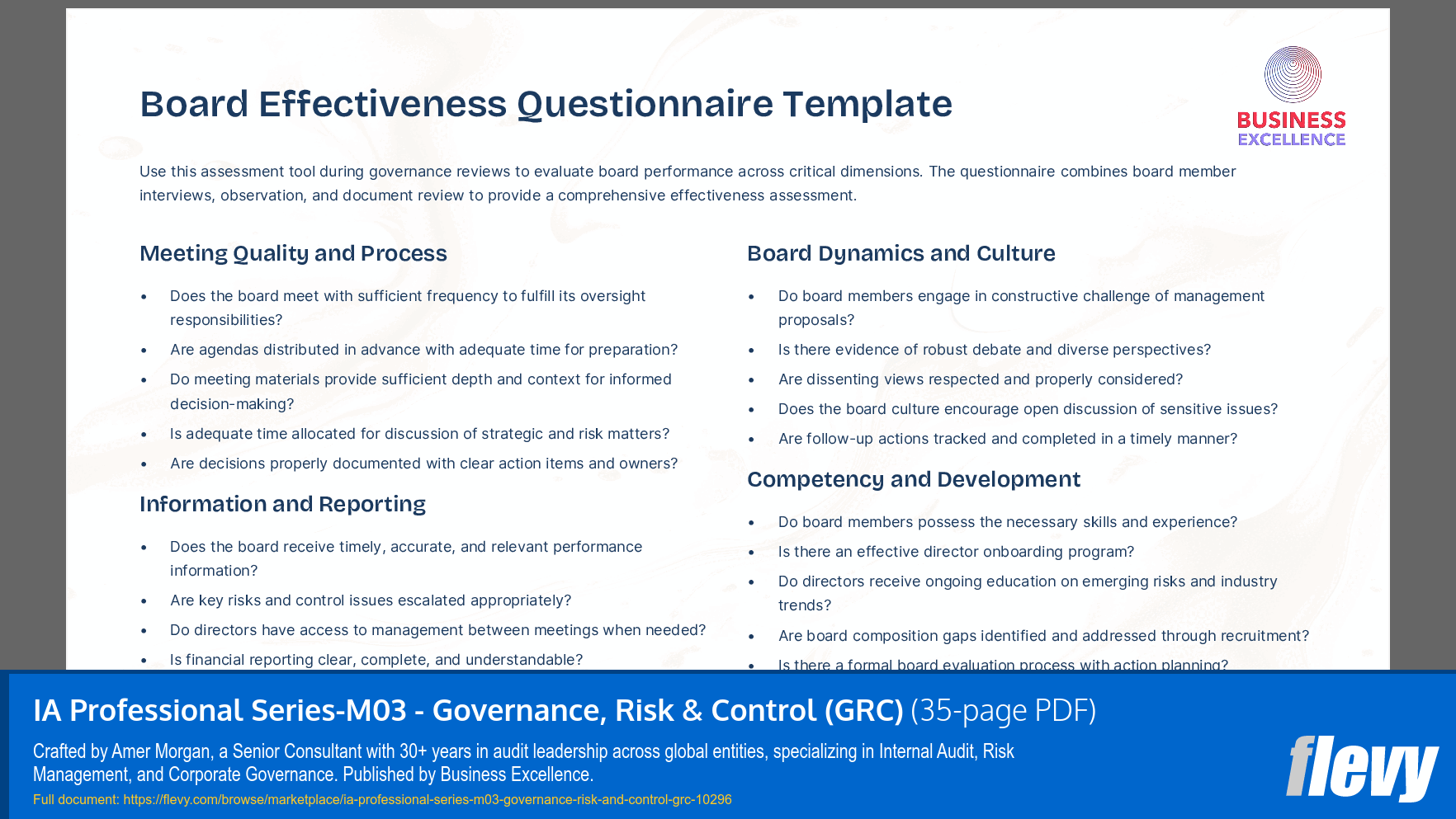 IA Professional Series-M03 - Governance, Risk & Control (GRC) (35-page PDF document) Preview Image