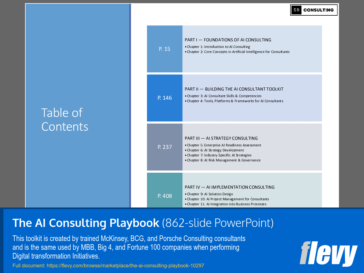 The AI Consulting Playbook (862-slide PPT PowerPoint presentation slide deck (PPTX)) Preview Image