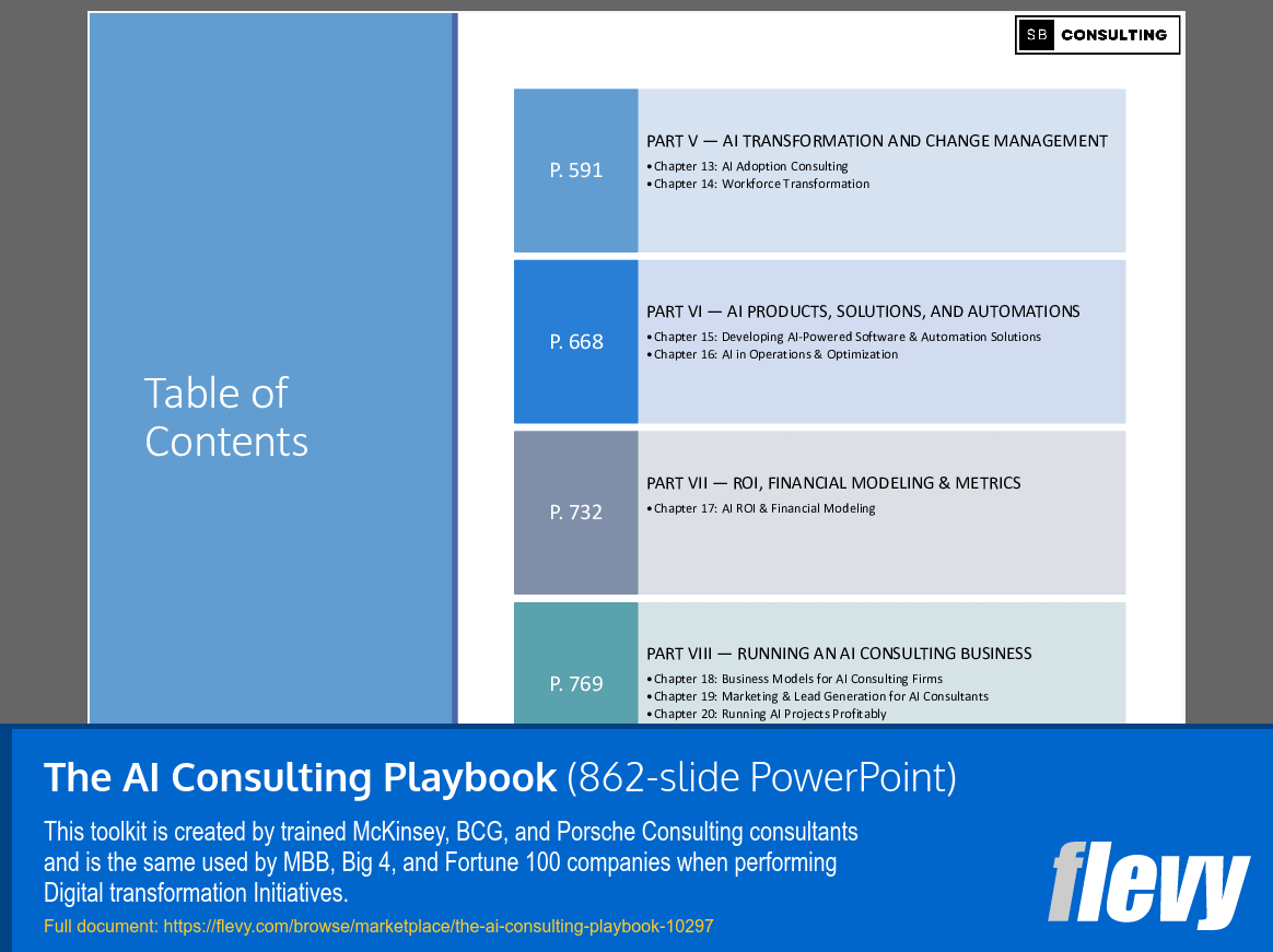 The AI Consulting Playbook (862-slide PPT PowerPoint presentation slide deck (PPTX)) Preview Image