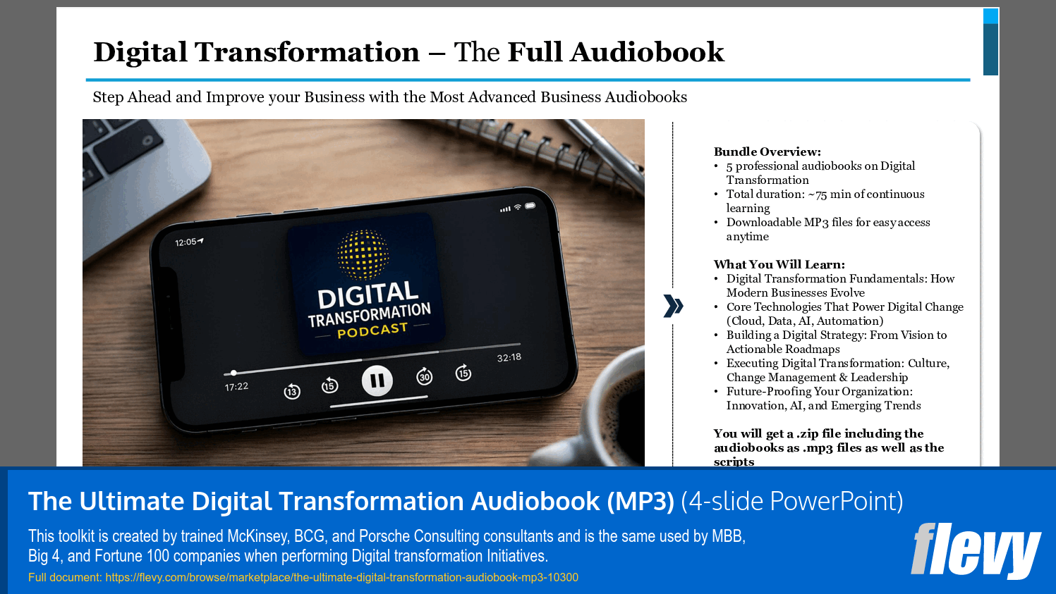 Ultimate Digital Transformation Audiobook (MP3) (4-slide PPT PowerPoint presentation slide deck (PPTX)) Preview Image