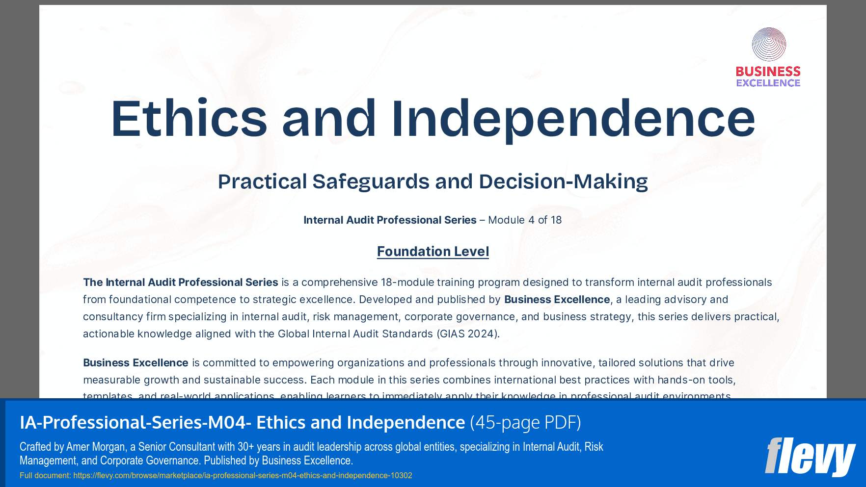 Internal Audit Professional Series - Module 4: Ethics & Independence (45-page PDF document) Preview Image