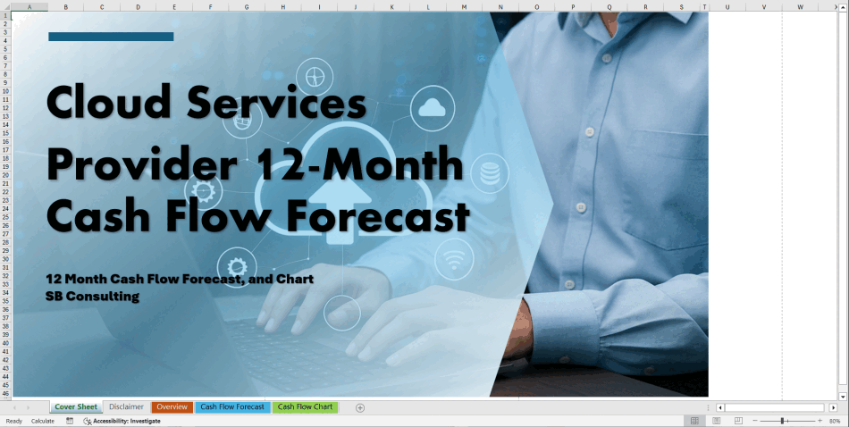 Cloud Services Provider 12-Month Cash Flow Model (Excel template (XLSX)) Preview Image