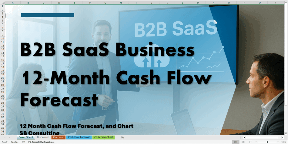 B2B SaaS Business 12-Month Cash Flow Model (Excel template (XLSX)) Preview Image