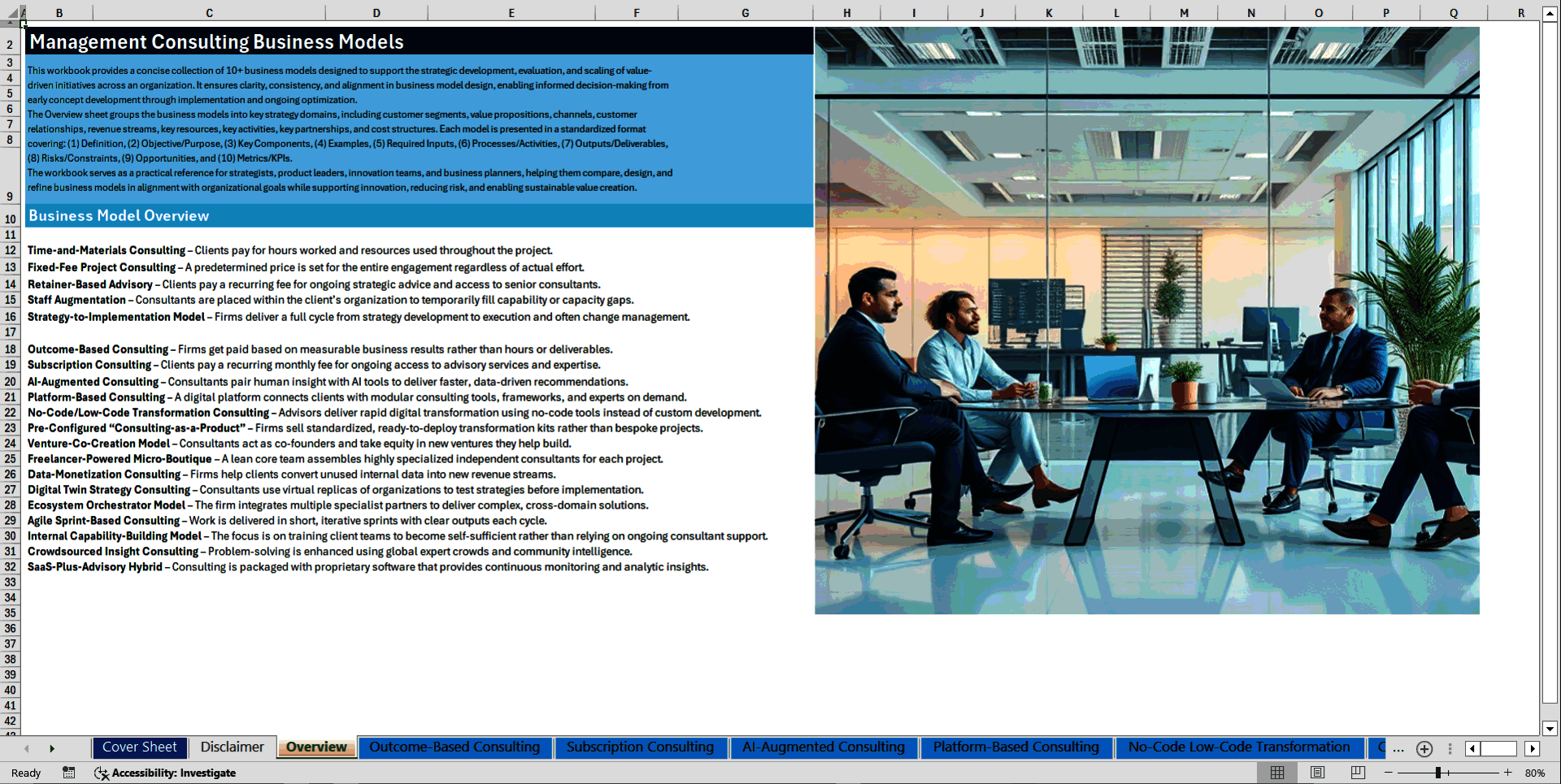 Management Consulting Business Models (Excel template (XLSX)) Preview Image