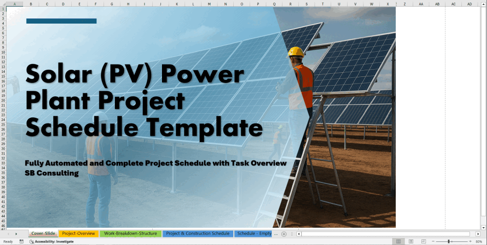 Solar (PV) Power Plant Project Gantt Schedule Template (Excel template (XLSX)) Preview Image