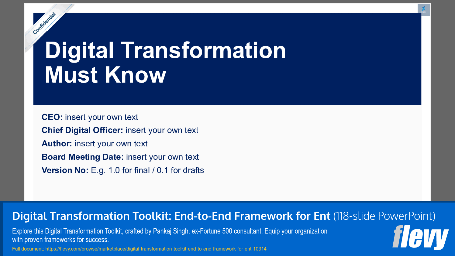 Digital Transformation Toolkit: End-to-End Framework (118-slide PPT PowerPoint presentation slide deck (PPTX)) Preview Image