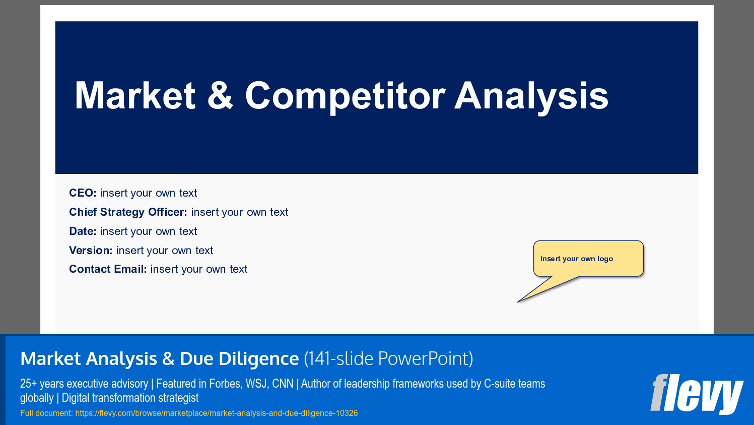 Market Analysis & Due Diligence (141-slide PPT PowerPoint presentation slide deck (PPTX)) Preview Image