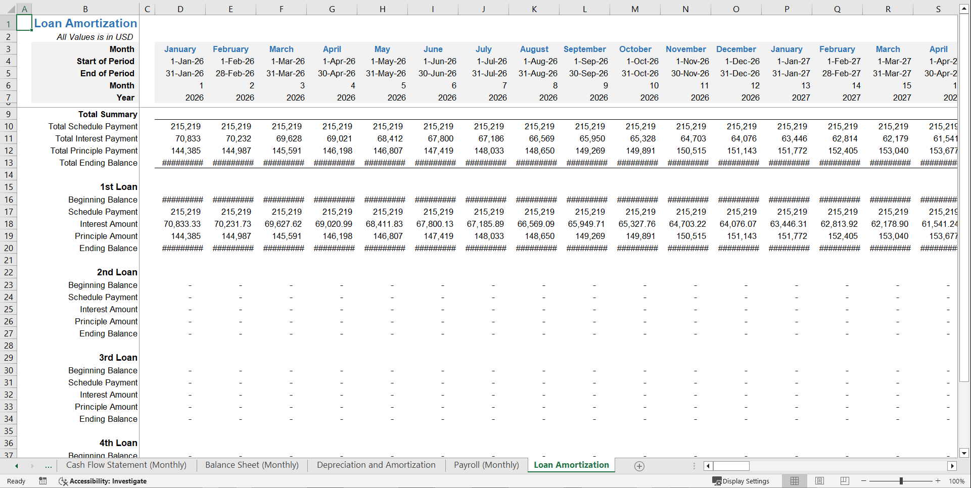 Hotel Development Financial Projection Model Template (Excel template (XLSX)) Preview Image