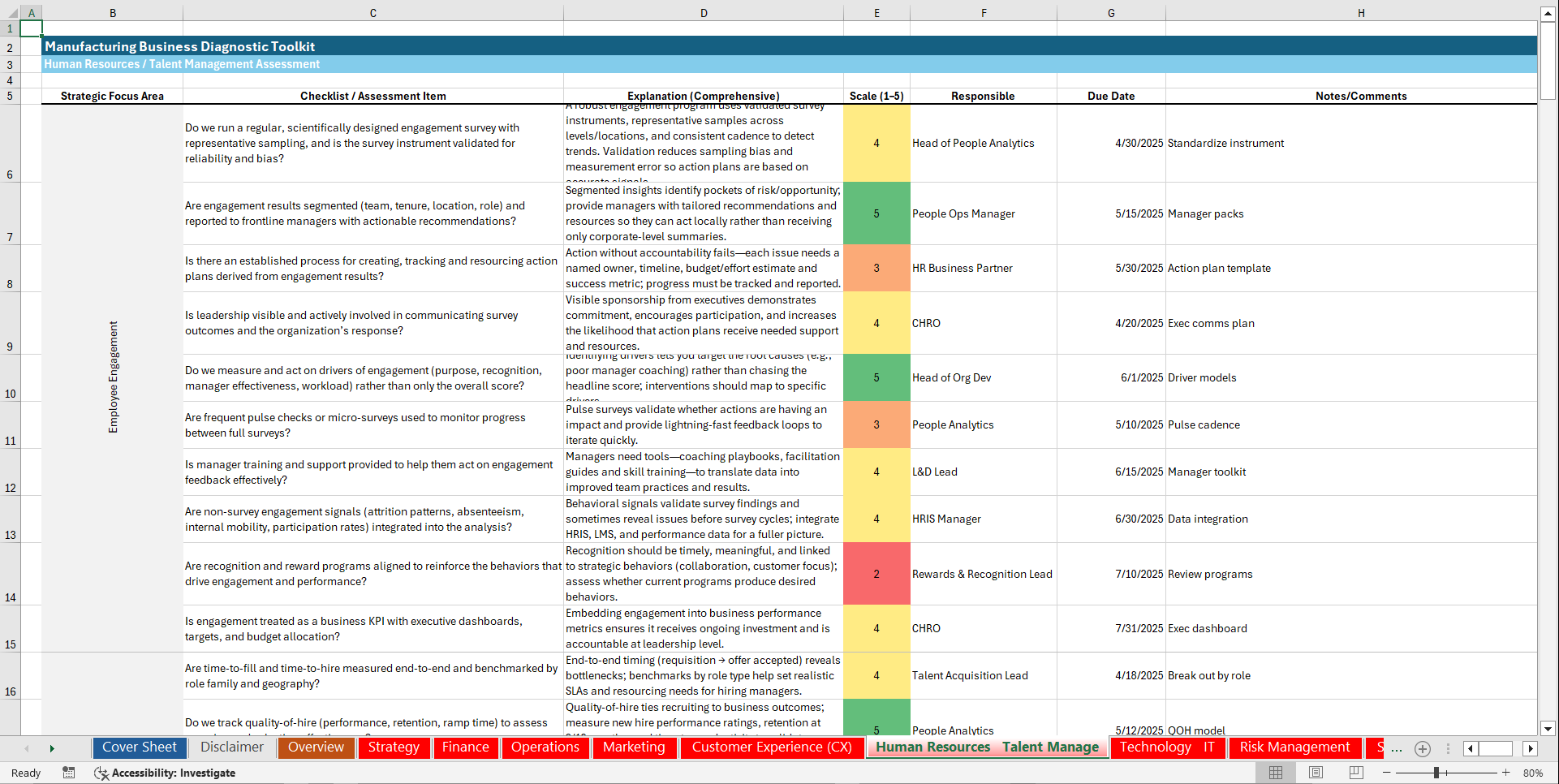 Manufacturing Business Diagnostic Toolkit (Excel template (XLSX)) Preview Image