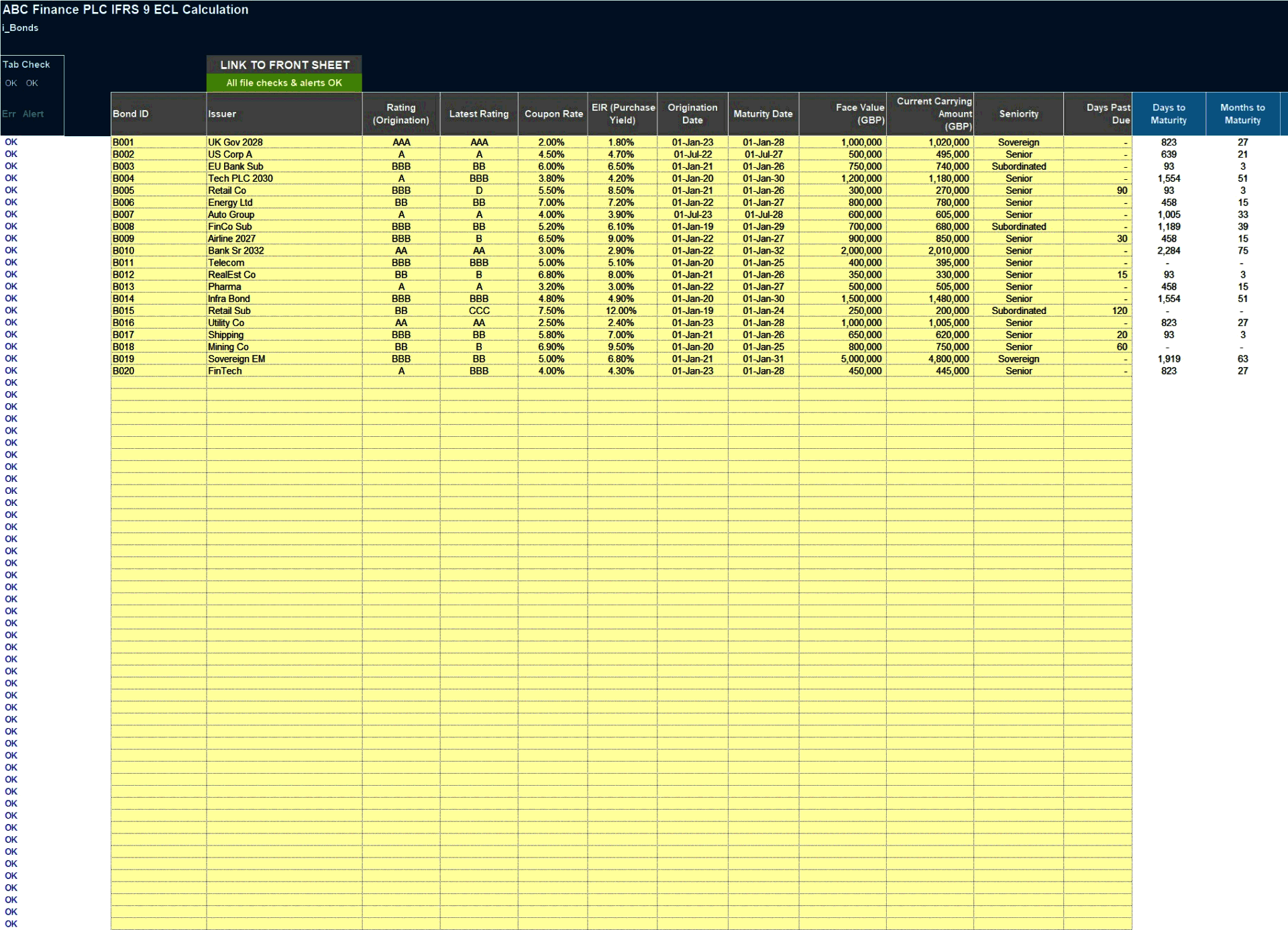 IFRS 9 Expected Credit Loss (ECL) Calculation Model (Excel template (XLSX)) Preview Image
