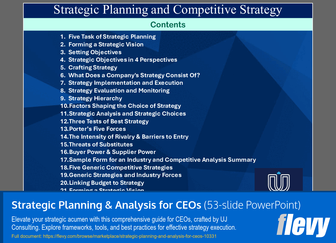 Strategic Planning & Analysis for CEOs (53-slide PPT PowerPoint presentation slide deck (PPTX)) Preview Image