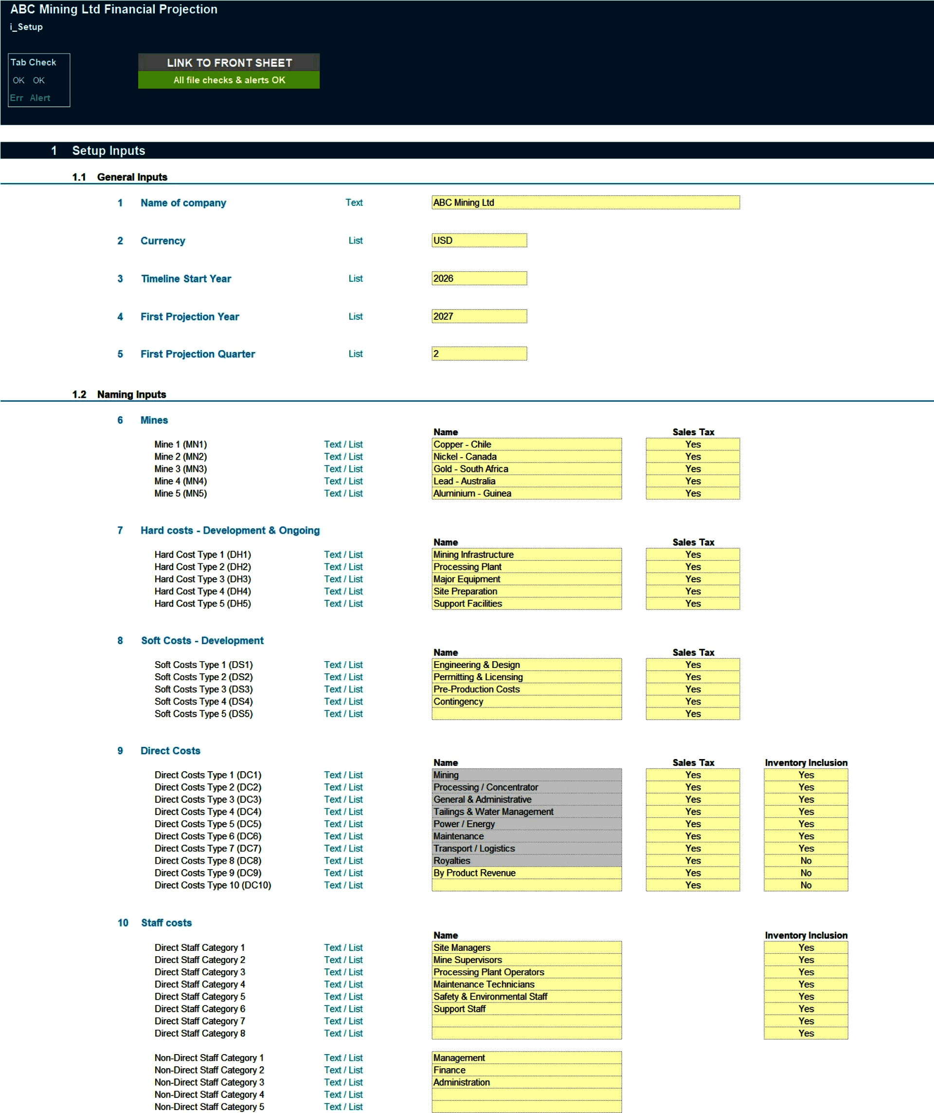 Mining Business 25-Year 3 Statement Financial Projection Mod (Excel template (XLSX)) Preview Image