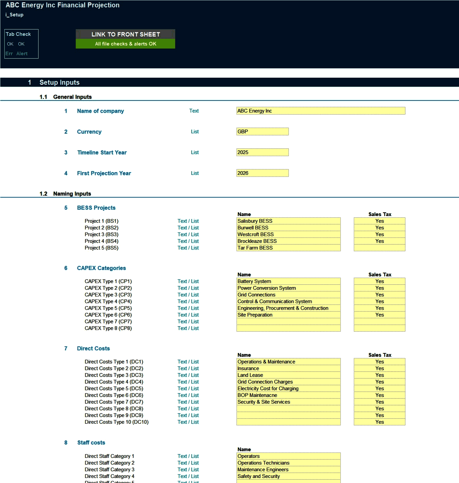BESS (Battery Energy Storage System) Business Financial Proj (Excel template (XLSX)) Preview Image