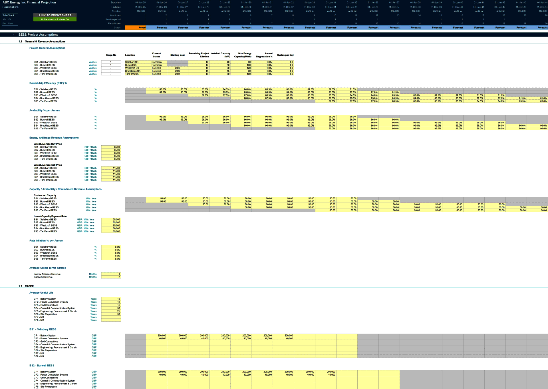 BESS (Battery Energy Storage System) Business Financial Proj (Excel template (XLSX)) Preview Image
