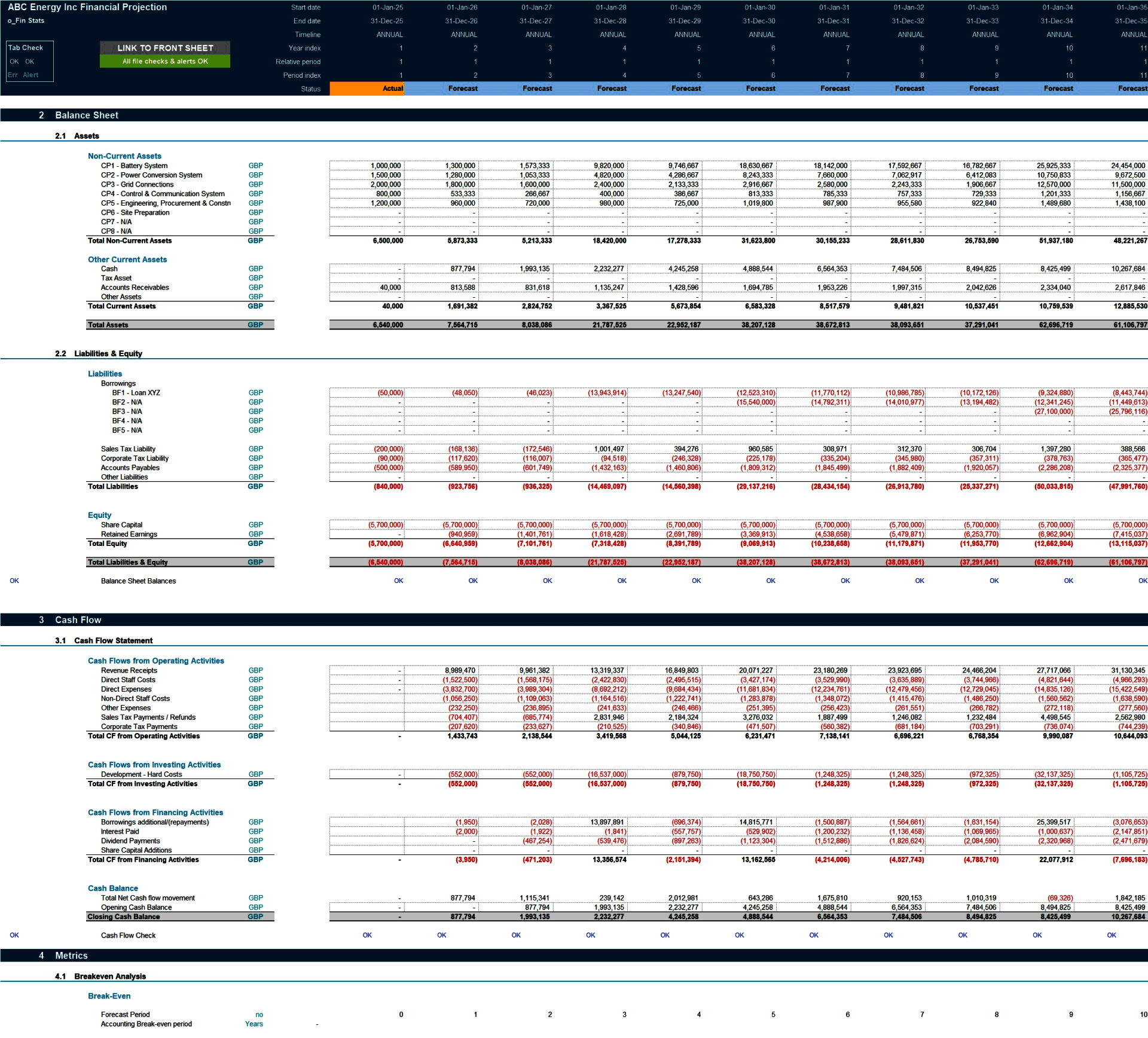 BESS (Battery Energy Storage System) Business Financial Proj (Excel template (XLSX)) Preview Image