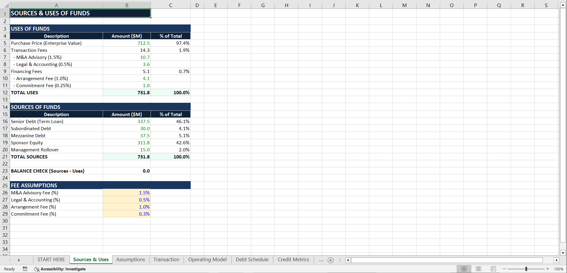 Professional LBO Model (Excel): IRR/MOIC + Debt + Cash Sweep (Excel template (XLSX)) Preview Image