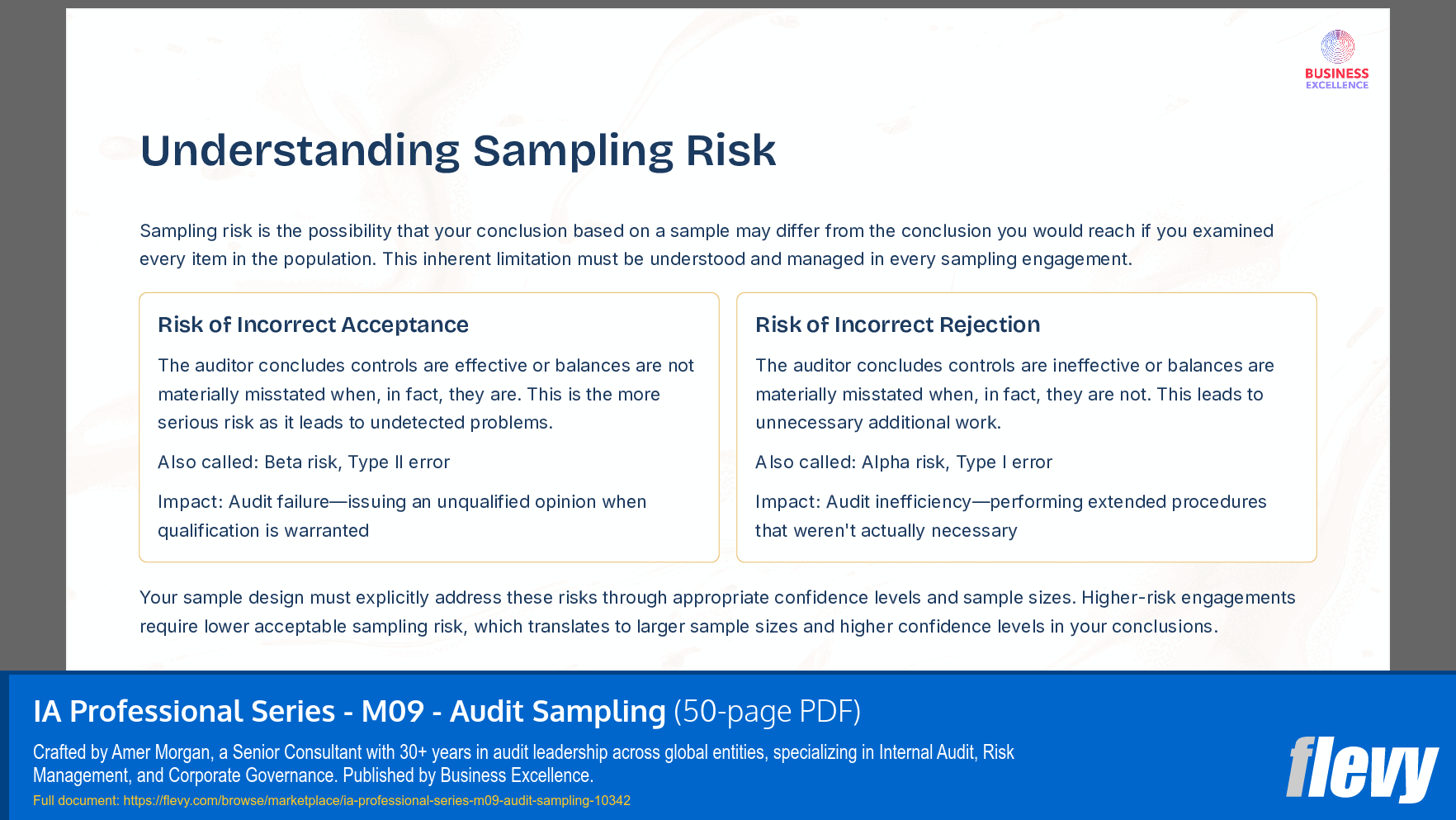 IA Professional Series - M09 - Audit Sampling (50-page PDF document) Preview Image