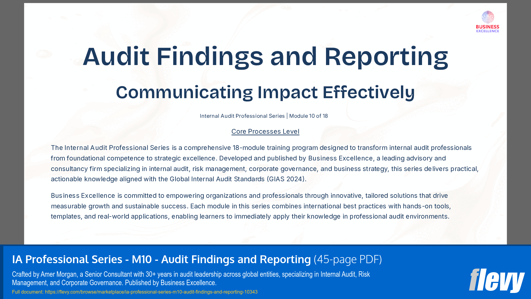 IA Professional Series - M10 - Audit Findings and Reporting (45-page PDF document) Preview Image