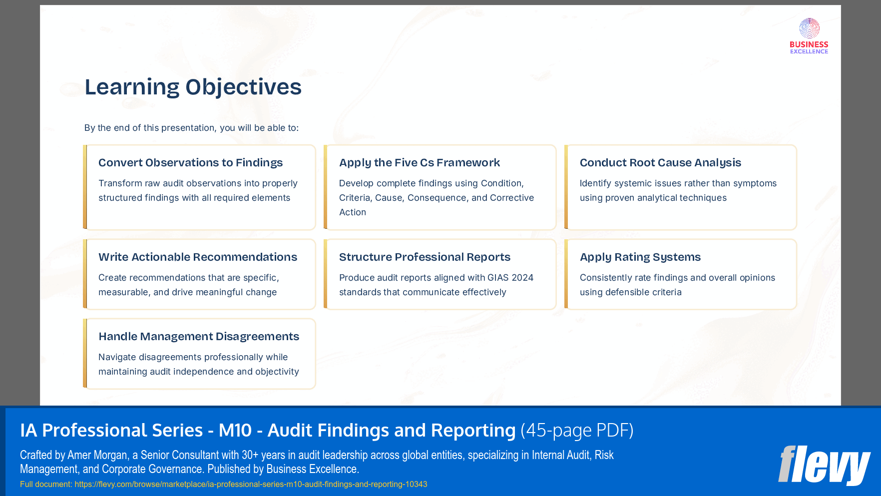IA Professional Series - M10 - Audit Findings and Reporting (45-page PDF document) Preview Image