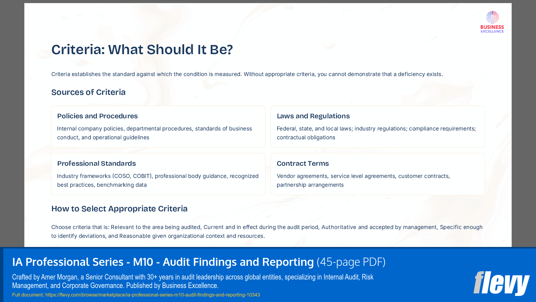 IA Professional Series - M10 - Audit Findings and Reporting (45-page PDF document) Preview Image
