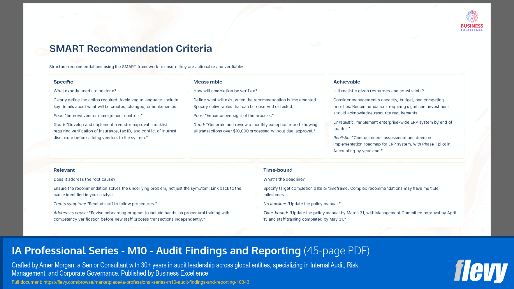 IA Professional Series - M10 - Audit Findings and Reporting (45-page PDF document) Preview Image