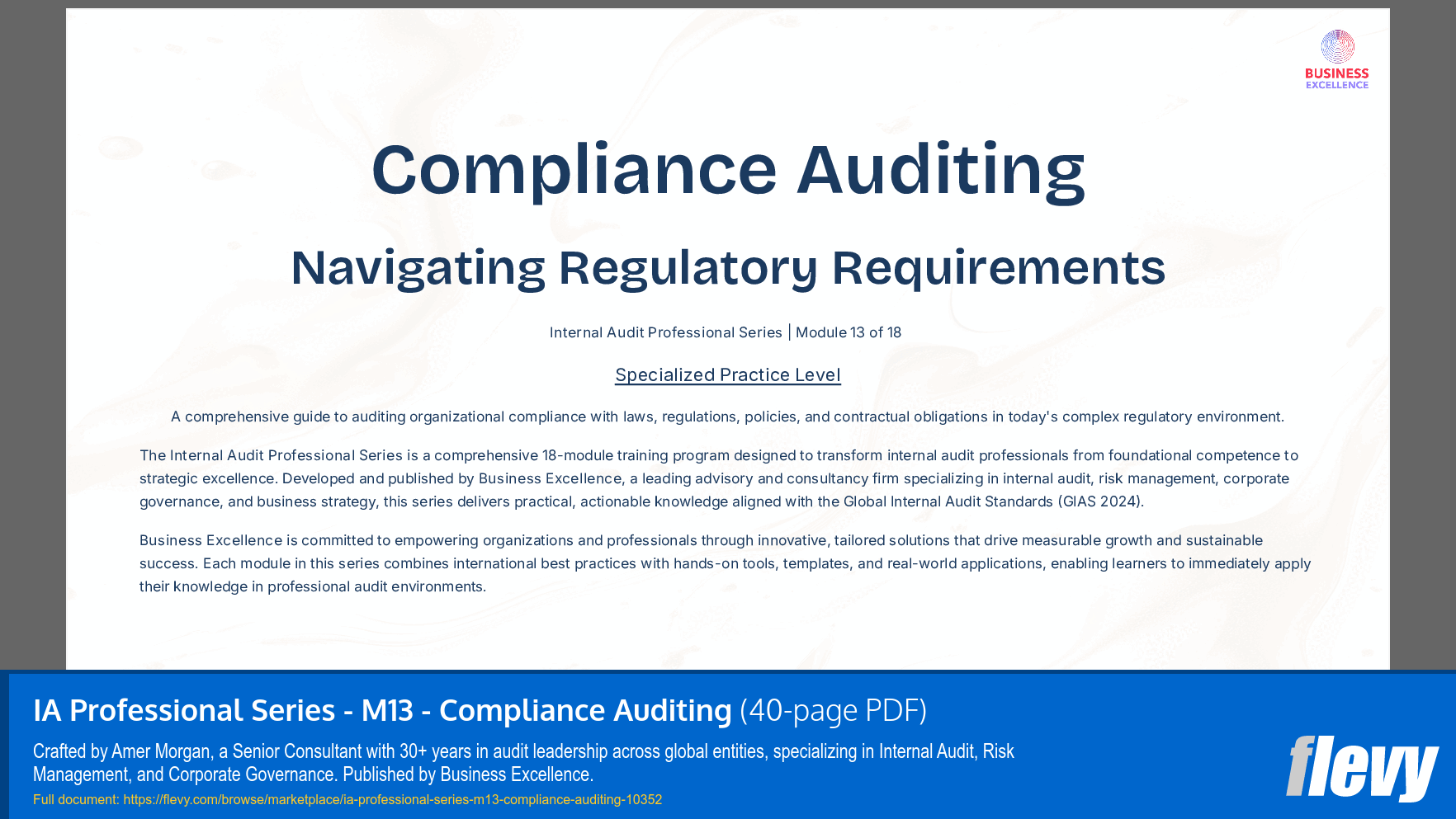 IA Professional Series - M13 - Compliance Auditing (40-page PDF document) Preview Image