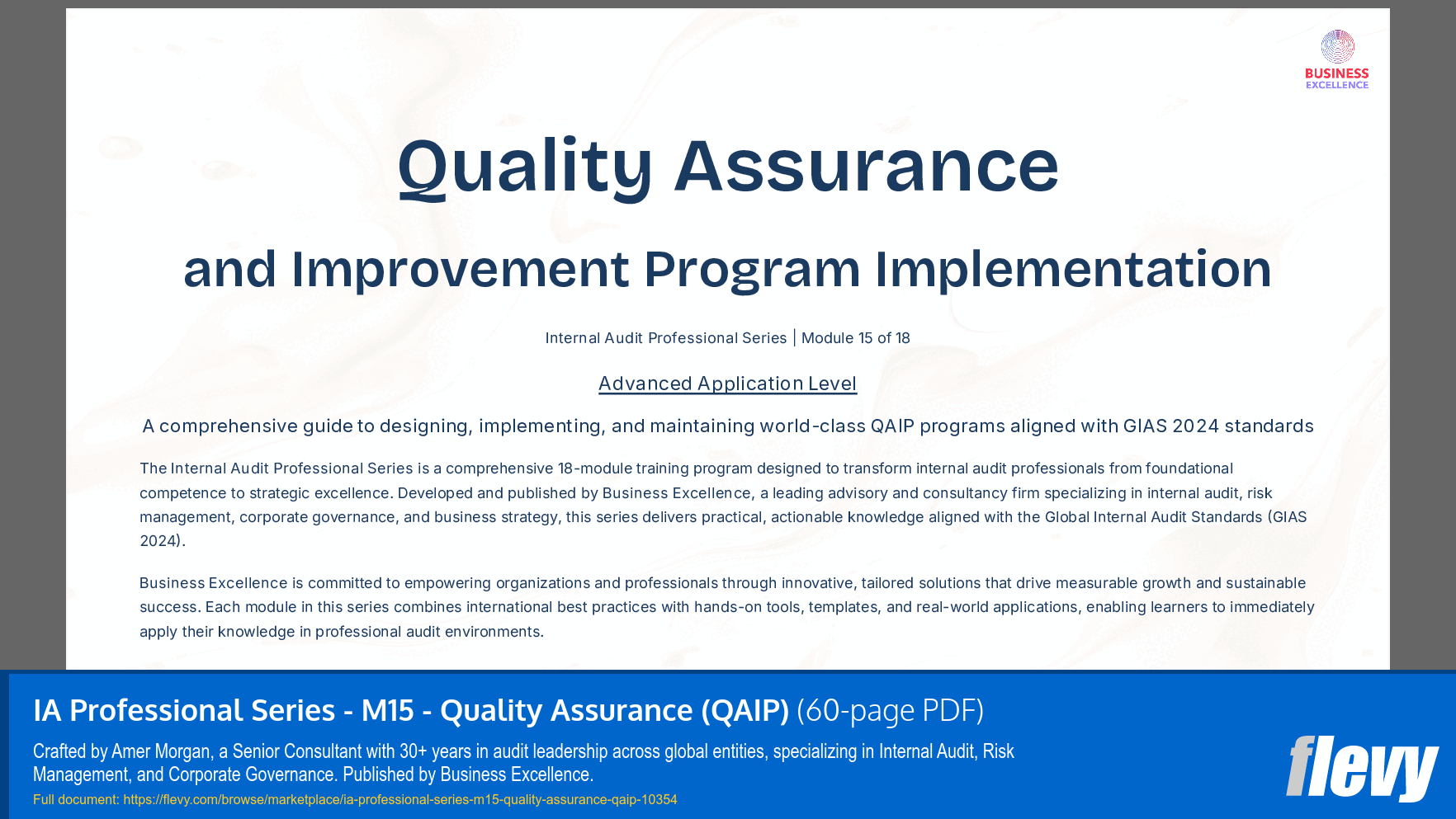 IA Professional Series - M15 - Quality Assurance (QAIP) (60-page PDF document) Preview Image