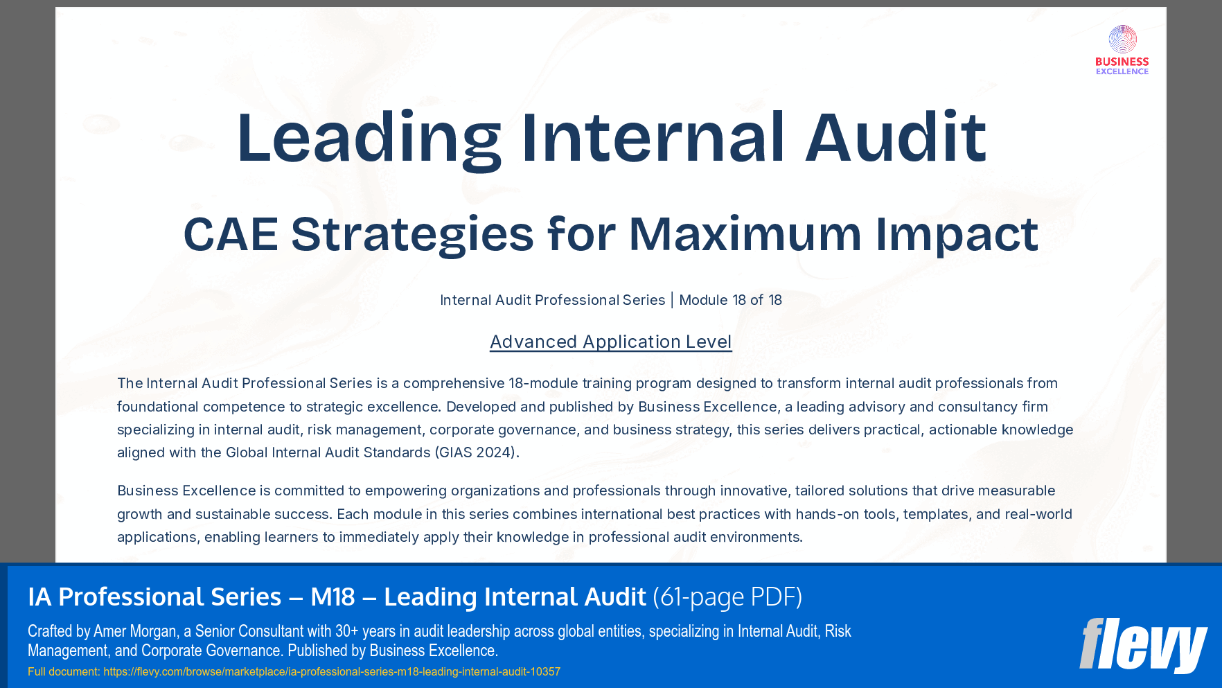 IA Professional Series - M18 - Leading Internal Audit (61-page PDF document) Preview Image