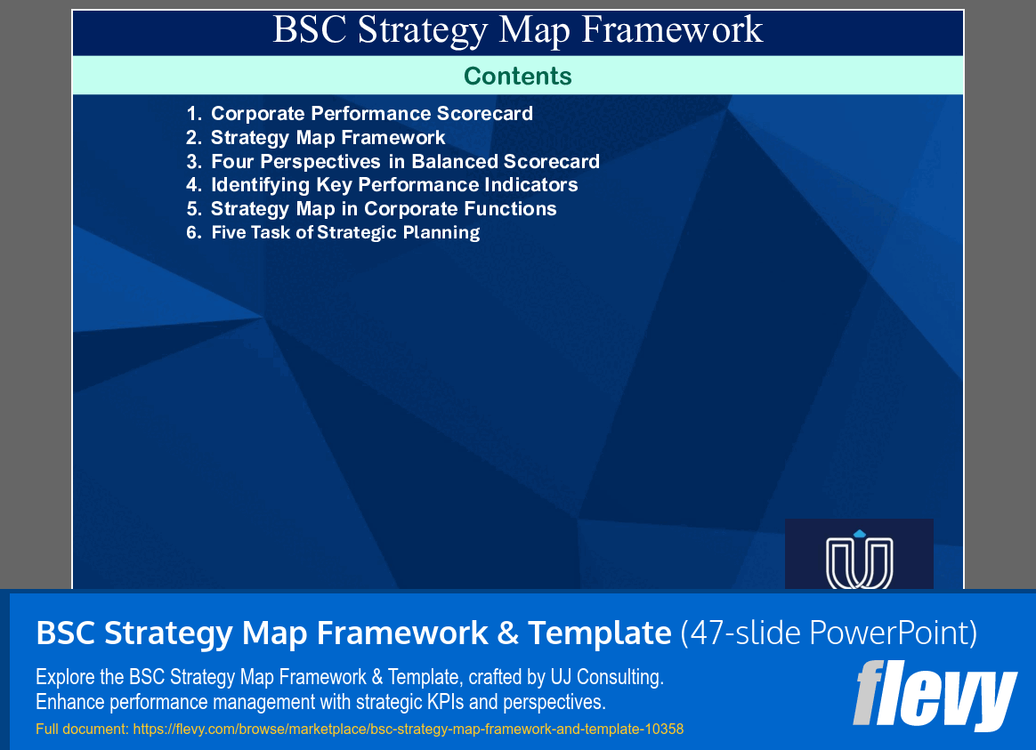 BSC Strategy Map Framework & Template (47-slide PPT PowerPoint presentation slide deck (PPTX)) Preview Image