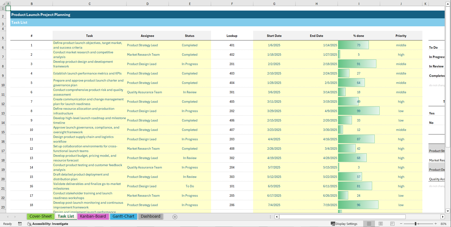 Product Launch  Project Planning Template (Excel template (XLSX)) Preview Image